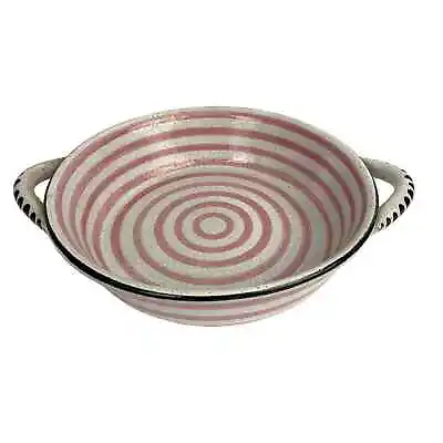 VTG Vulcania Terracotta Pottery Striped Italy 90/08 Swirls No Lid • $34.99