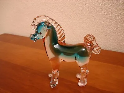 Vintage Murano Venetian Art Glass Horse Sculpture Two-tone Colour Blue & Pink • £20