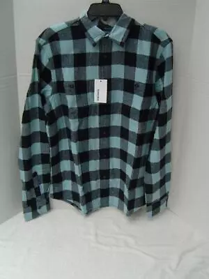 New Mens Sonoma Blue And Black Buffalo Check Flannel Long Sleeve Shirt  Medium • $22.99