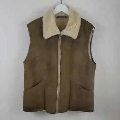 Vtg Knight Tailors Shearling Lamb Suede Vest Size 40  Chest • $94.99