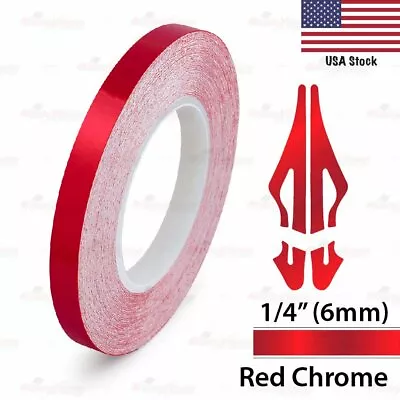 RED CHROME 1/4  PIN STRIPE Car Model Pinstriping Decal TAPE Vinyl Sticker 6mm • $9.95