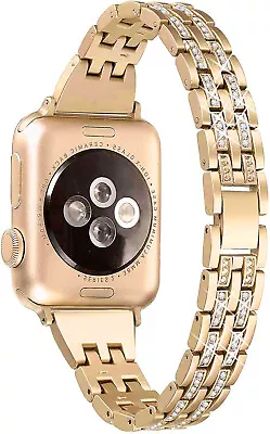 $13.99 • Buy For Apple Watch Series 7/6/5/4 Diamond Stainless Steel Band 38/42/40/44/41/45mm