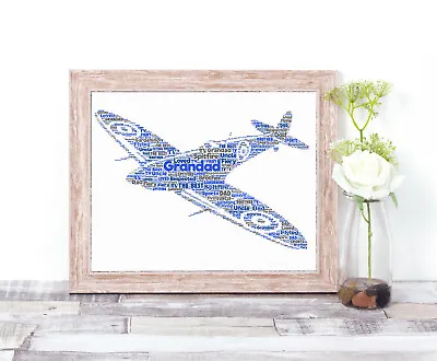 Personalised SPITFIRE Word Art Print Dad Grandad Uncle Son Birthday Gift • £5.35