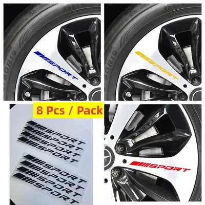 8 Pcs  Sport  Mark Car Wheel Rim Universal Reflective Auto Truck Decal Stickers • $4.95