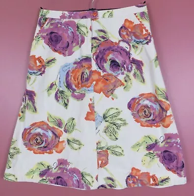 SK17946- J. JILL Women Canvas Cotton A-Line Skirt Pockets Multicolor Floral 10 • $16.91