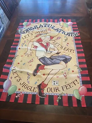 Mary Engelbreit CONGRATULATIONS LET'S SING LET'S EAT Banner Flag 28x40 • $9.99