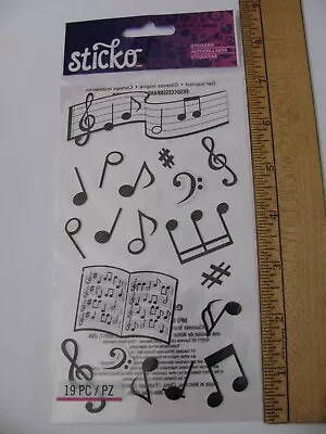 Sticko Stickers SILHOUETTE MUSICAL NOTES Sheet Music 19 Pieces NOS • $3.09