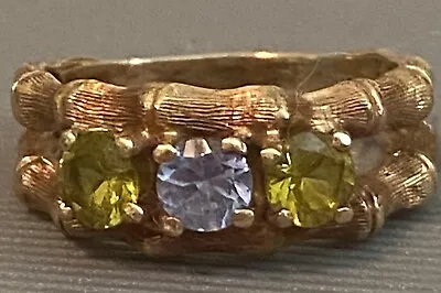 1960’s Vintage 14K Yellow Gold Mothers Ring Bamboo Genuine 3 Stones Beautiful • $299.98