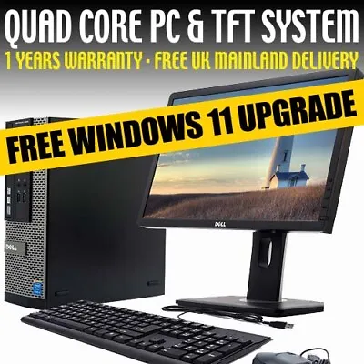 FAST COMPUTER I5 4th QUAD DESKTOP TOWER PC & TFT SET 16GB WINDOWS 11 HDD & SSD • £67.99