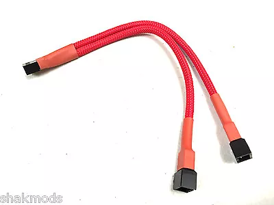 Shakmods 3 Pin Fan Y Splitter 20cm Red Sleeved Extension Cable UK First Class • £3.99