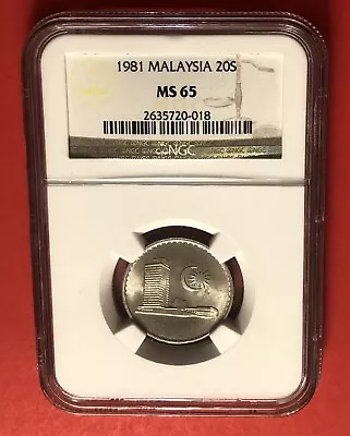 1981-malaysia-outstanding 20 Sen Coingraded By Ngc Ms64..great Deal. • $39