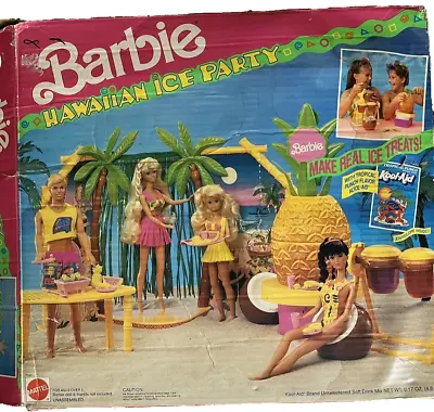 Vtg. 90's Barbie Hawaiian Ice Party FOR PARTS - Incomplete With Box #7163 • $49.99