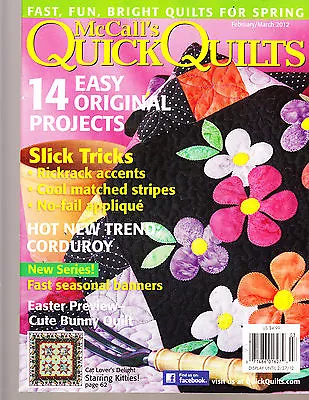 Mc CALL'S QUICK QUILTS FEBRUARY / MARCH 2012  ( 14 EASY ORIGINAL PROJECTS ) • $7.99