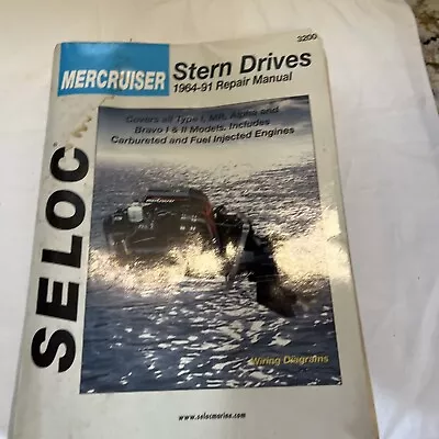 Seloc Mercruiser Stern Drives 1964-91 Repair Manual 3200 | Type 1 MR Alpha Bravo • $23.85