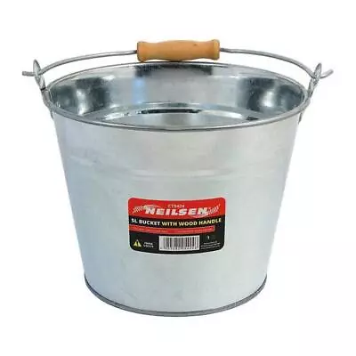 Metal Bucket Galvanised Strong Steel Water Coal Fire Garden Wooden Handle • £7.95