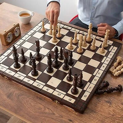 GALANT Exclusive Hand Carved Wooden Chess Set 58 X 58cm Extra Large Chess Board • $137.12