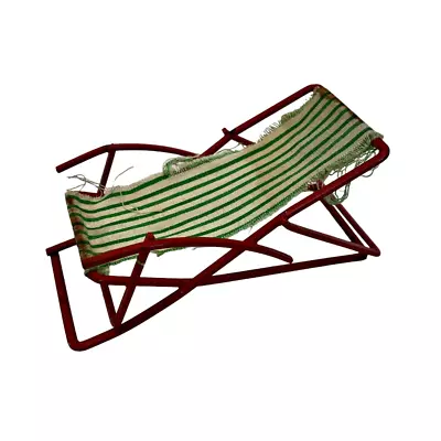 Vintage Metal Dollhouse Miniature 1/2  Scale Lounge Beach Chair Red Metal • $17.95