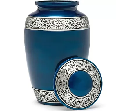 Cremation Urn For Human Ashes | Funeral Urn For Adults Remains Velvet Bag - Blue • $62.99