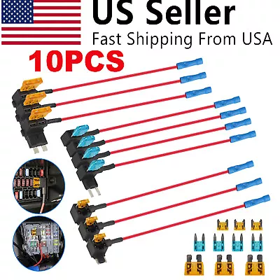 10pc 12V Car Add-a-Circuit Fuse Adapter W/ Standard & Mini Tap Blade Fuse Holder • $8.95