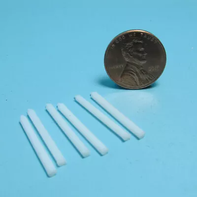 Dollhouse Miniature Set Of 6 White Candle Sticks MUL4621 • $1.34