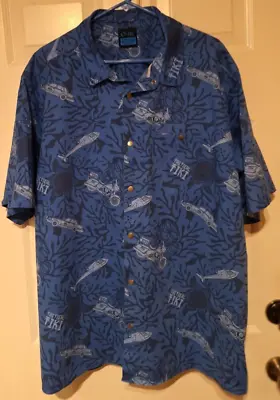 LAPG LA Police Gear Snap Shirt Blue Hawaiian Tactical Tiki Shirt Mens 2XL • $18.60