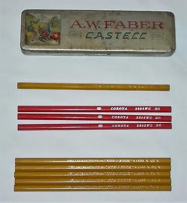 Antique A.w. Faber Castell Pencil Tin -nurnburg Germany & 16 Pencils -c Photos • $22.61