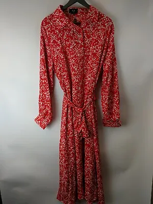 AX Paris Red Ditsy Midi Shirt Dress Size 20 **** V35  • £19.94