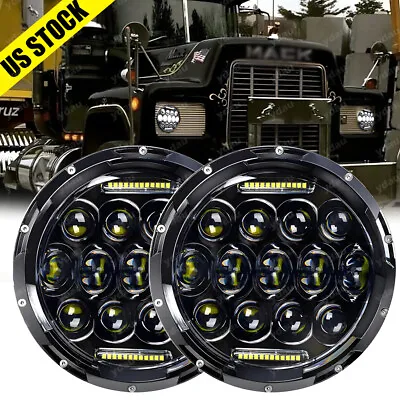2pcs 7''Inch Round LED Headlights Sealed Hi/Lo Beam With DRL For Mack R Series • $49.79