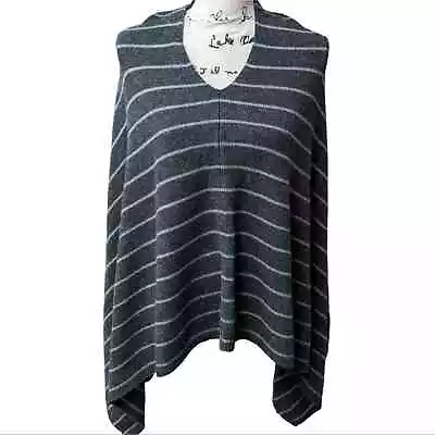 L.L. Bean Merino Wool Blend Striped Poncho Sweater One Size Fits Most • $34.99