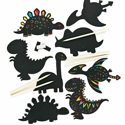 Dinosaur Scratch Art Fridge Magnets Kids Craft Party Bag Filler Birthday • £3.50