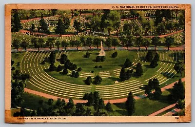 Gettysburg PA - National Cemetary - Bird's Eye - Civil War - Monument • $3.25