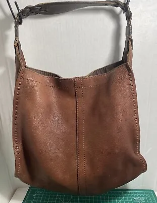 Lucky Brand Vintage  Soft  Leather Hobo Shoulder Bag Brown • $41