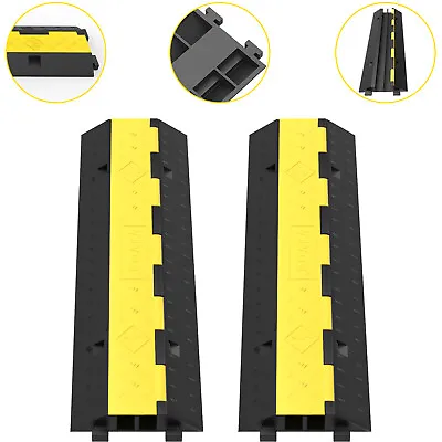 VEVOR Cable Protector Ramp Wire Cable Cover Guard 2Channel 2Pack Rubber 11000LBS • £31.19