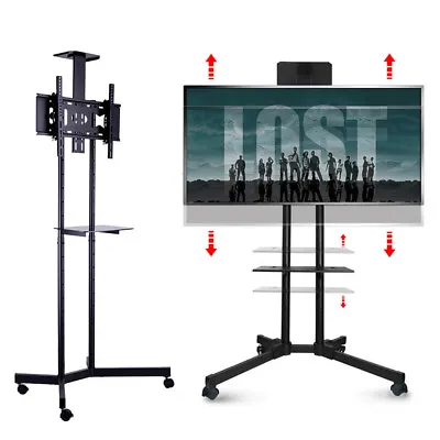 Portable Mobile Trolley TV Stand Support For 32  - 65  Screen Wheeled Adjustable • £59.97