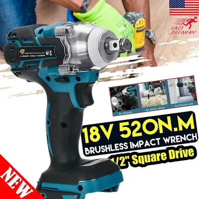 520Nm 1/2  Cordless Brushless Impact Wrench Fit 18V Makita Battery High Power • $35.99