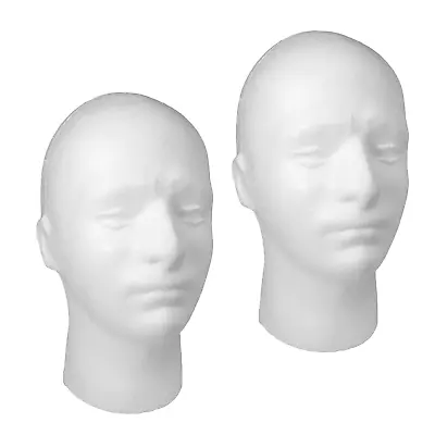 £15.60 • Buy 2x Mannequin Head Polystyrene Male Training For Wigs, Headphones (POLYM)