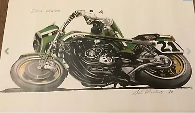 KAWASAKI Eddie Lawson #21 AMA S1 / KZ1000R Ltd Edition Watercolour Poster RARE • £49.99