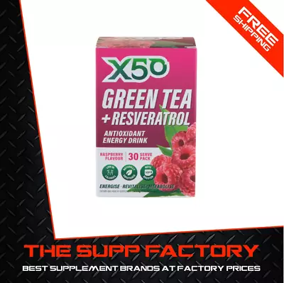X50 GREEN TEA 30srv RASPBERRY Flavour | Fat Burner Energy Detox Antioxidant • $39.95