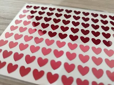 Red - 1 X Sheet Peel Off Holographic Waterproof Love Heart Stickers 8 X 7 Mm • £2.20