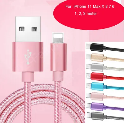 $6.50 • Buy IPhone 13/12/11 Pro MAX XR X 7 8 Plus Braided USB Data Charger Cable 2m 3m