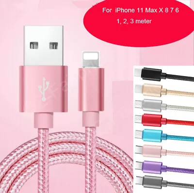 $7.50 • Buy IPhone 13/12/11 Pro MAX XR X 7 8 Plus Braided USB Data Charger Cable 2m 3m