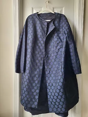Marina Rinaldi 2pc Dress & Coat Pokadots Pattern Navy Blue Sz 29 Coat & 31Dress • $199.99