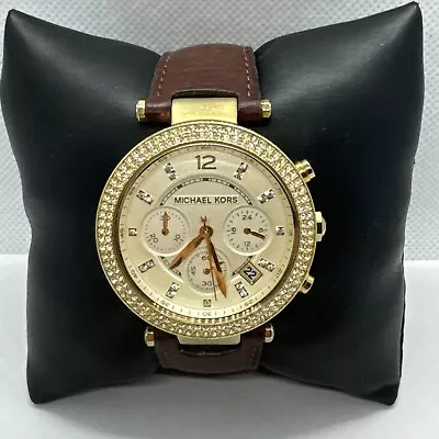 Michael Kors MK2249 Women's Brown Leather Gold Analog Dial Quartz Watch JNA626 • $500.99