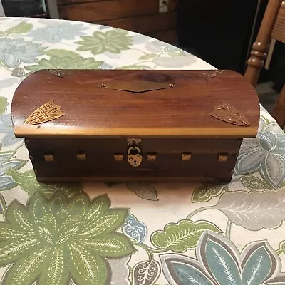 $36.99 • Buy VTG Cedar Chest Jewelry Trinket Box Copper Embellishments  No Key FLAW READ