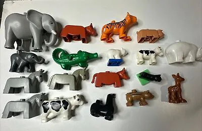Duplo Lego Animals Bulk Lot Of 22 Animals Elephant Tiger Horse Cow  Crocodile • $49.95