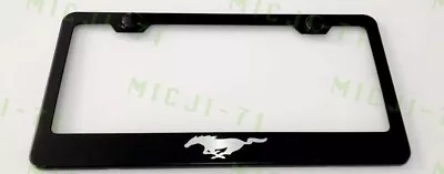 Mustang Logo METAL License Plate Frame Holder Rust Free WITH BRUSHED VINYL • $12.99