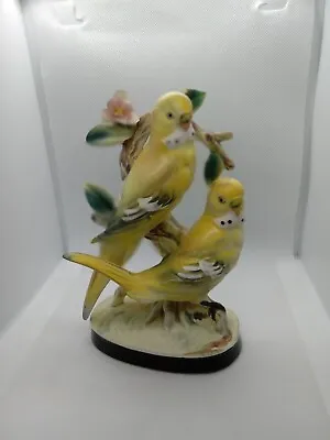 2 Vintage Ucagco Yellow Ceramic Parakeets Figurine Made In Japan • $15