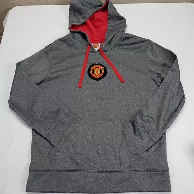 Manchester United Pullover Performance Hoodie Sweatshirt Large Mens Grey • $14.25