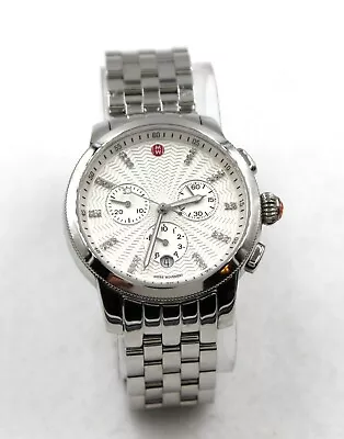 MICHELE Uptown Watch Diamonds Silver Chronograph Stainless Steel ~ Pre-owned  • $449.10