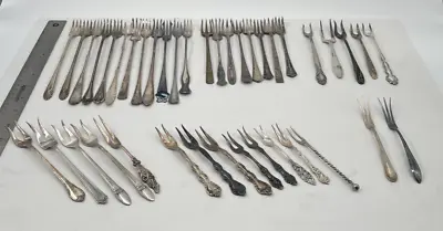 Lot Of 40 Assorted Vintage Silverplate Small Serving Forks - Lot#174 • $94.99